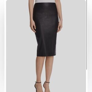 $695 Theory Women's Black Leather Skinny Pencil Skirt Size 4